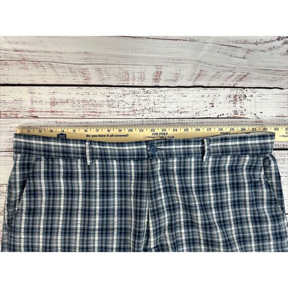 Men's Blue Plaid Shorts - Picture 4 of 8